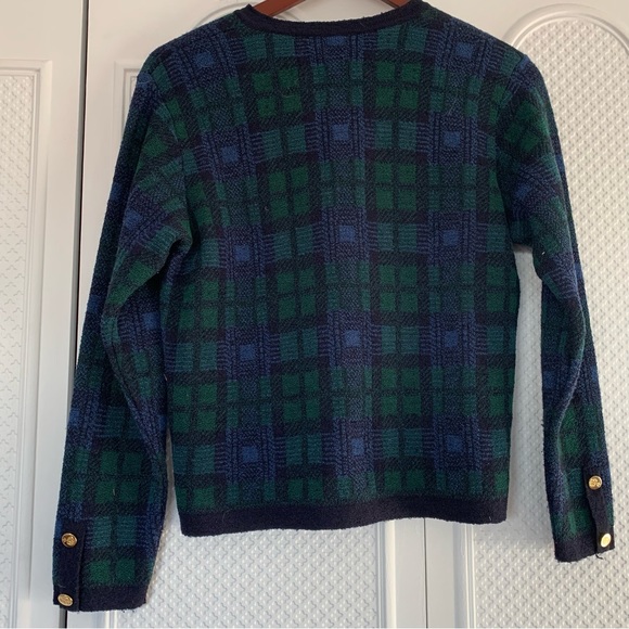Vintage Talbots Wool Tartan Plaid Sweater Blazer Petite Small - Picture 2 of 9